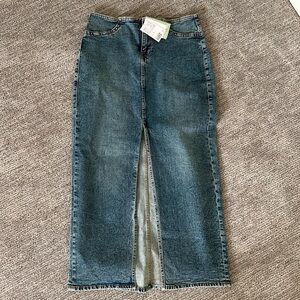 Split Hem Denim Midi Skirt